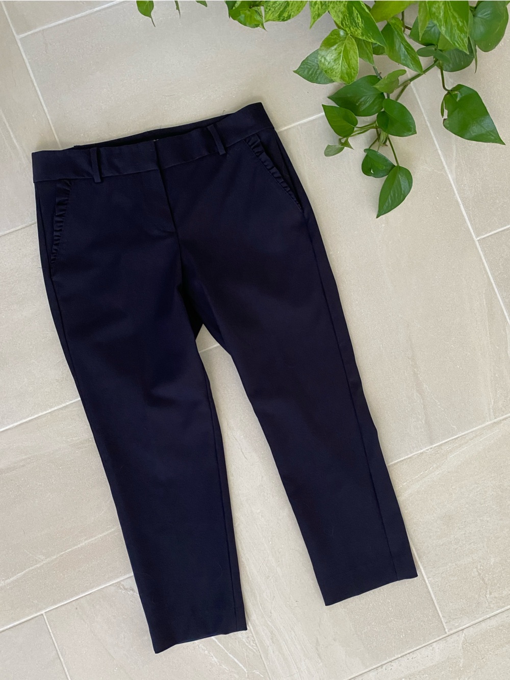 Talbots Petite Navy Dress Pants w/Ruffle